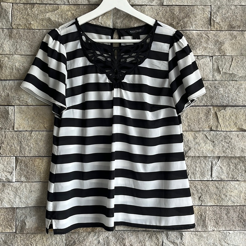 WHBM striped semi-sheer top